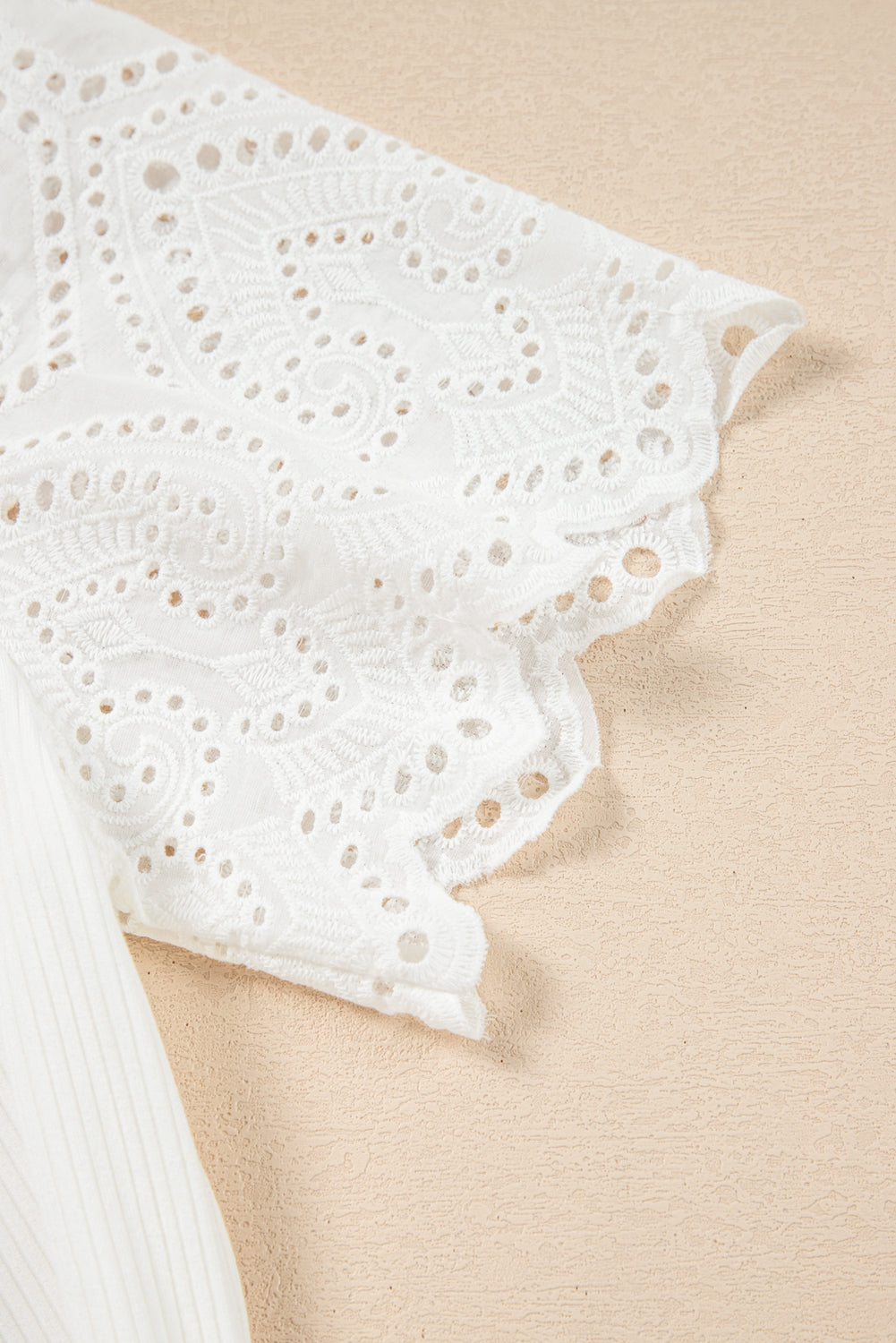 White Lace Patchwork Eyelet Top