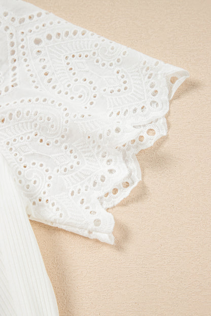 White Lace Patchwork Eyelet Top