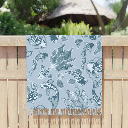 Boho Beach Boulder Cloth - Blue Koi