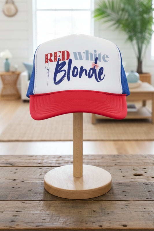Red, White, and Blonde Foam 4th of July Trucker Hat