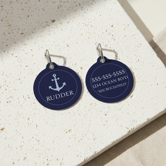 Preppy Coastal Pet Tag – Personalized Pet ID