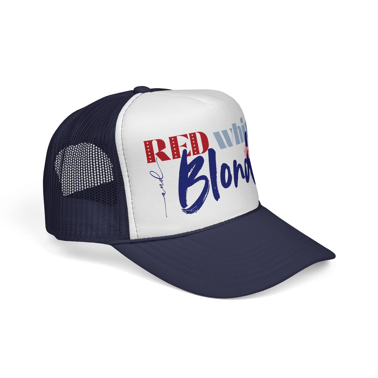 Red, White, and Blonde Foam 4th of July Trucker Hat