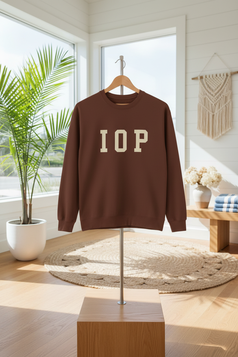 Coastal Collegiate Comfort: The Softstyle IOP Crewneck