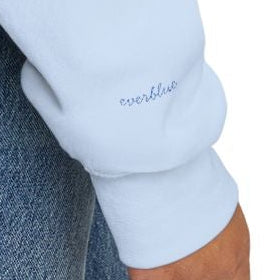 Beach Babe Crewneck – Slate Blue Embroidered Sun & Wave Design