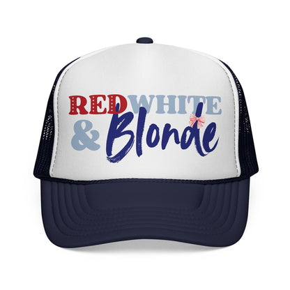 Red, White, and Blonde Foam 4th of July Trucker Hat