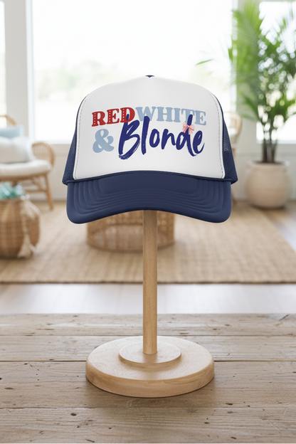 Red, White, and Blonde Foam 4th of July Trucker Hat