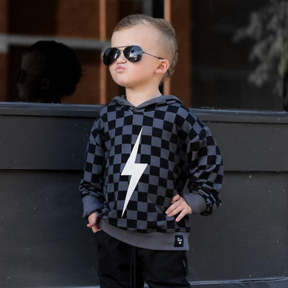 THE CHECKERED SPARK HOODIE - BLACK
