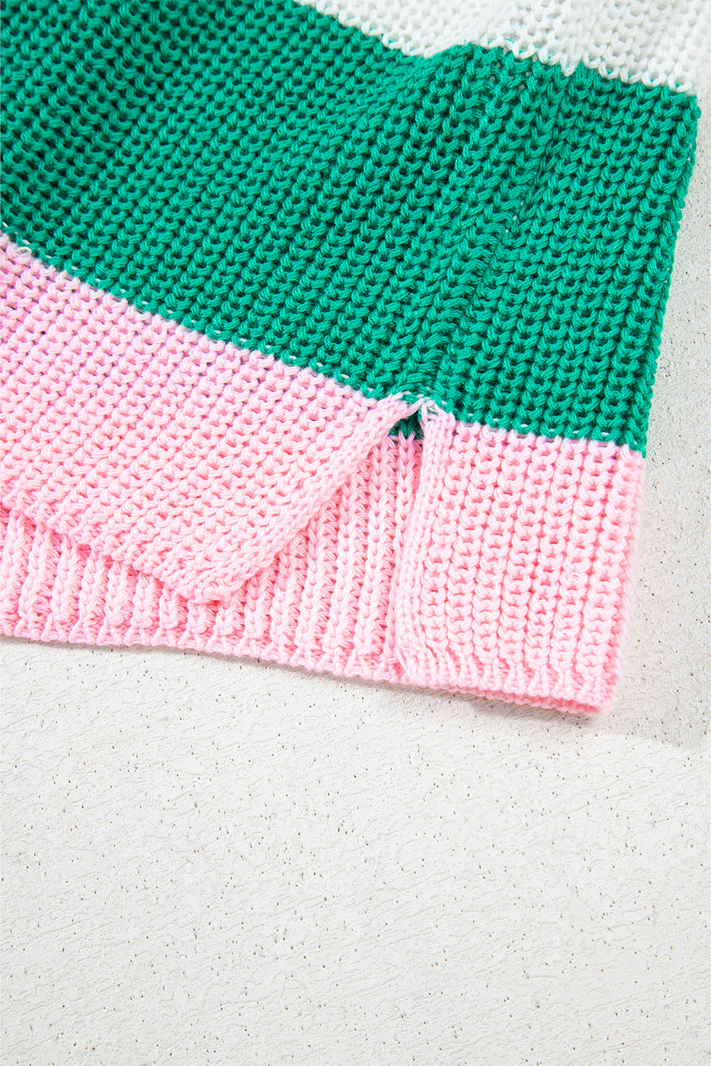 Multicolor Colorblock Knit T Shirt – V Neck Striped Short Sleeve Sweater