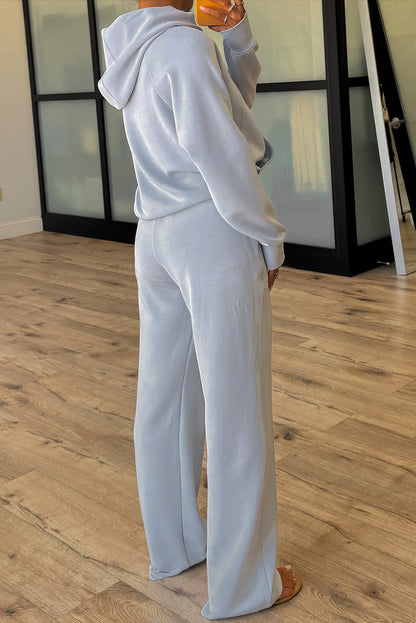 Half Zip Two Piece Pant Set – Hooded Pullover Lounge Outfit