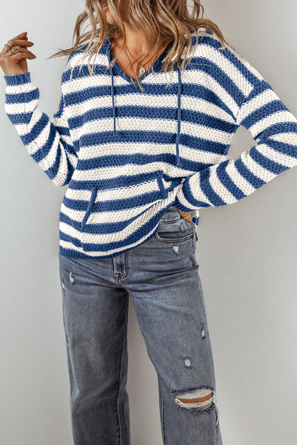 Blue Stripe Hooded Sweater