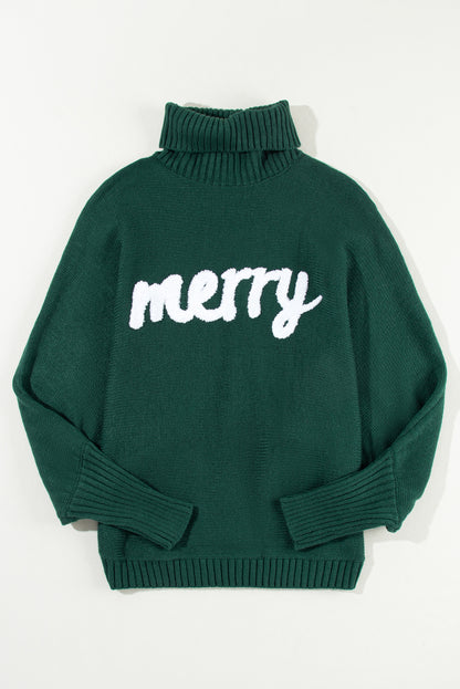 High Neck “Merry Christmas” Turtleneck Sweater – Timeless Holiday Cozy