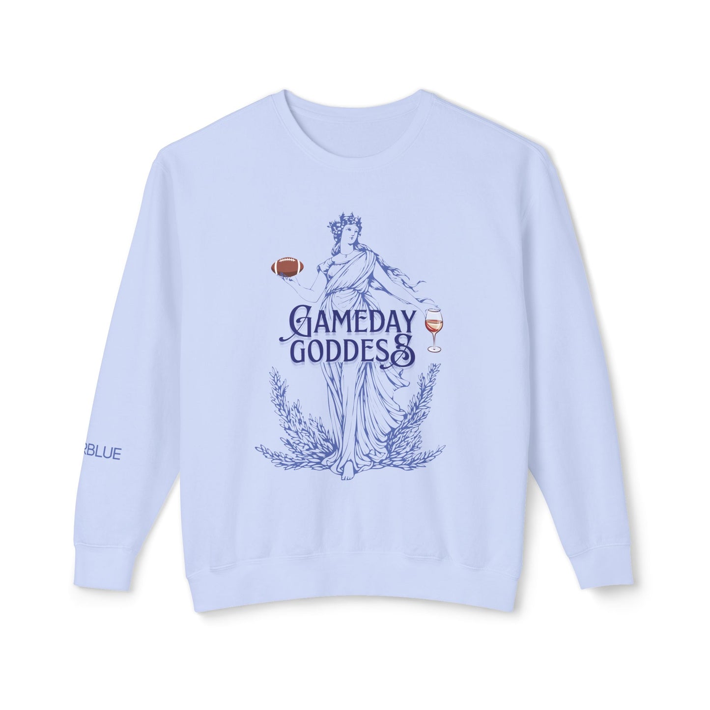 Gameday Goddess Crewneck – Greek Goddess Football Sweatshirt – Wine & Football Apparel for Women