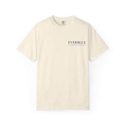 Minimal 'Everblue' Logo T-Shirt — Soft Garment-Dyed White Tee