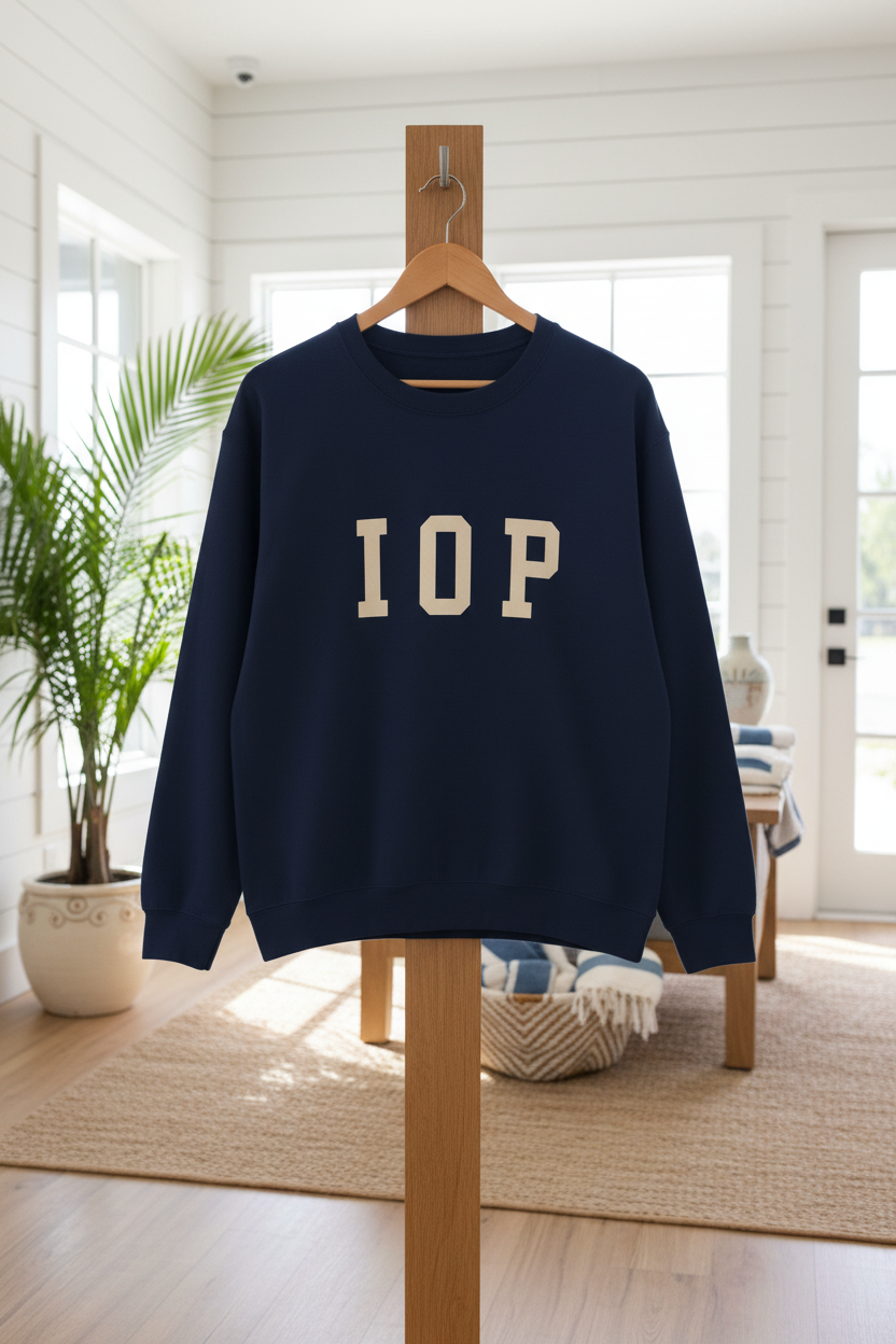 Coastal Collegiate Comfort: The Softstyle IOP Crewneck