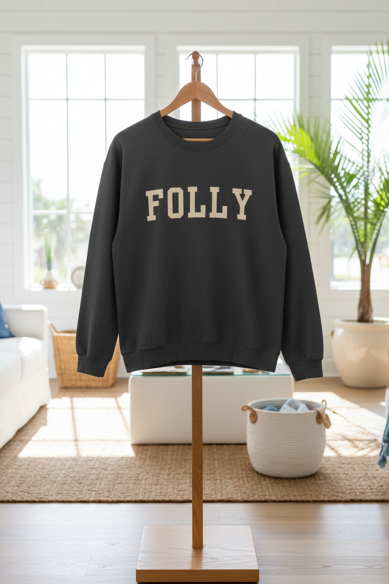 Coastal Collegiate Comfort: The Softstyle Folly Crewneck
