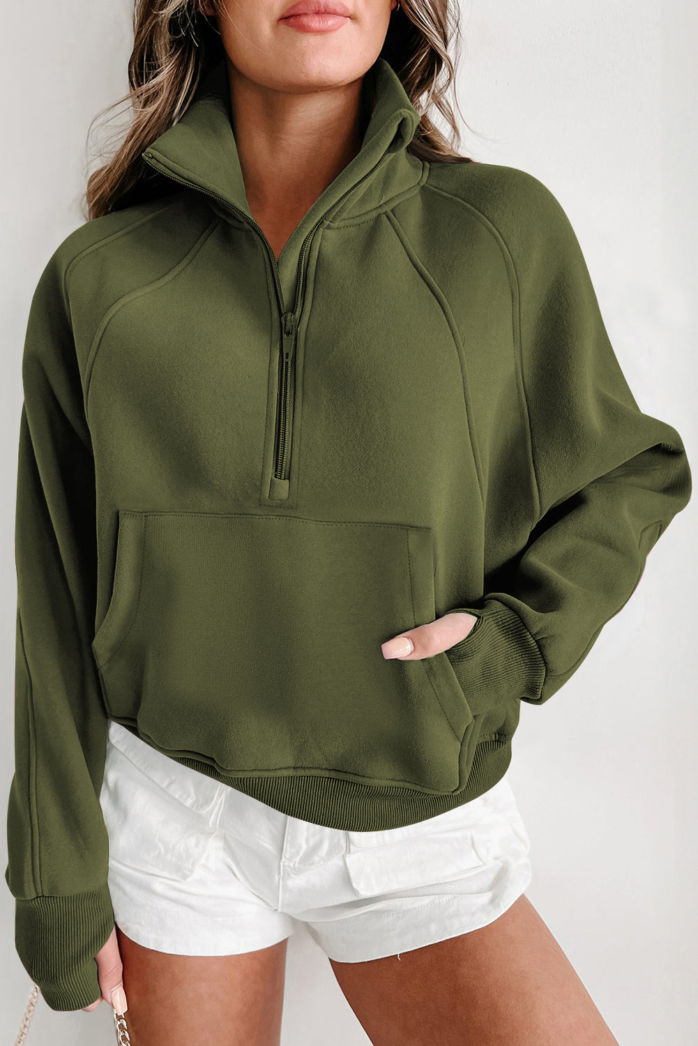 Fleece Half Zip Sweatshirt – Casual Winter Pullover