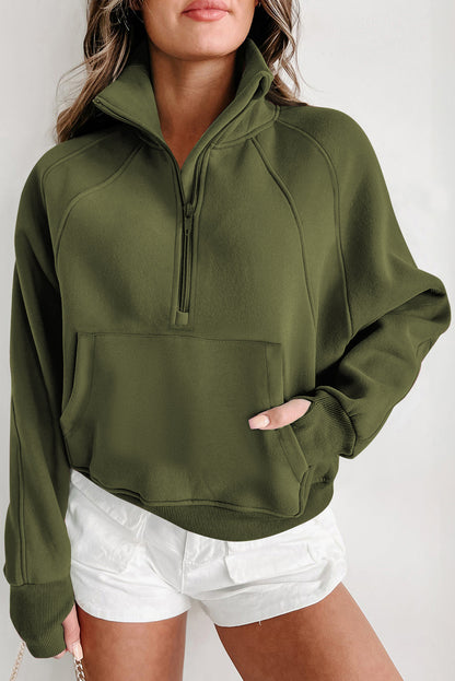 Fleece Half Zip Sweatshirt – Casual Winter Pullover