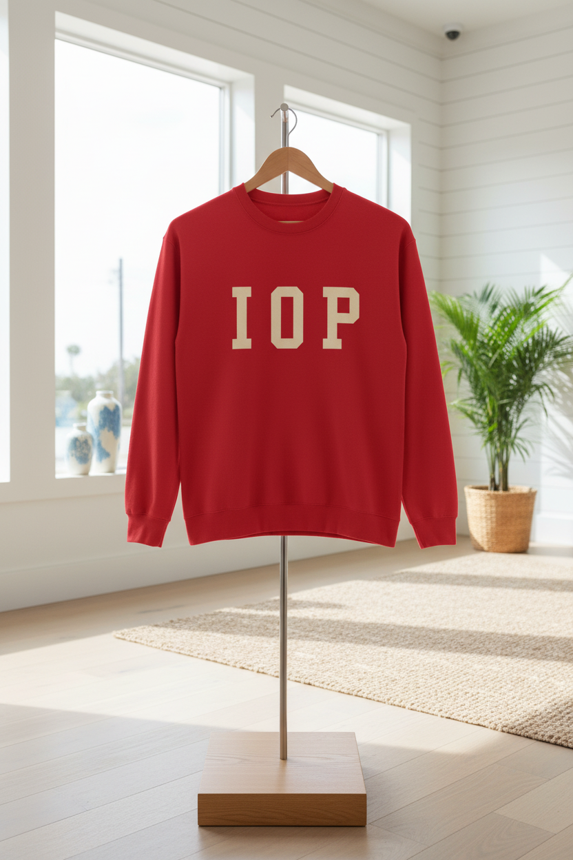Coastal Collegiate Comfort: The Softstyle IOP Crewneck