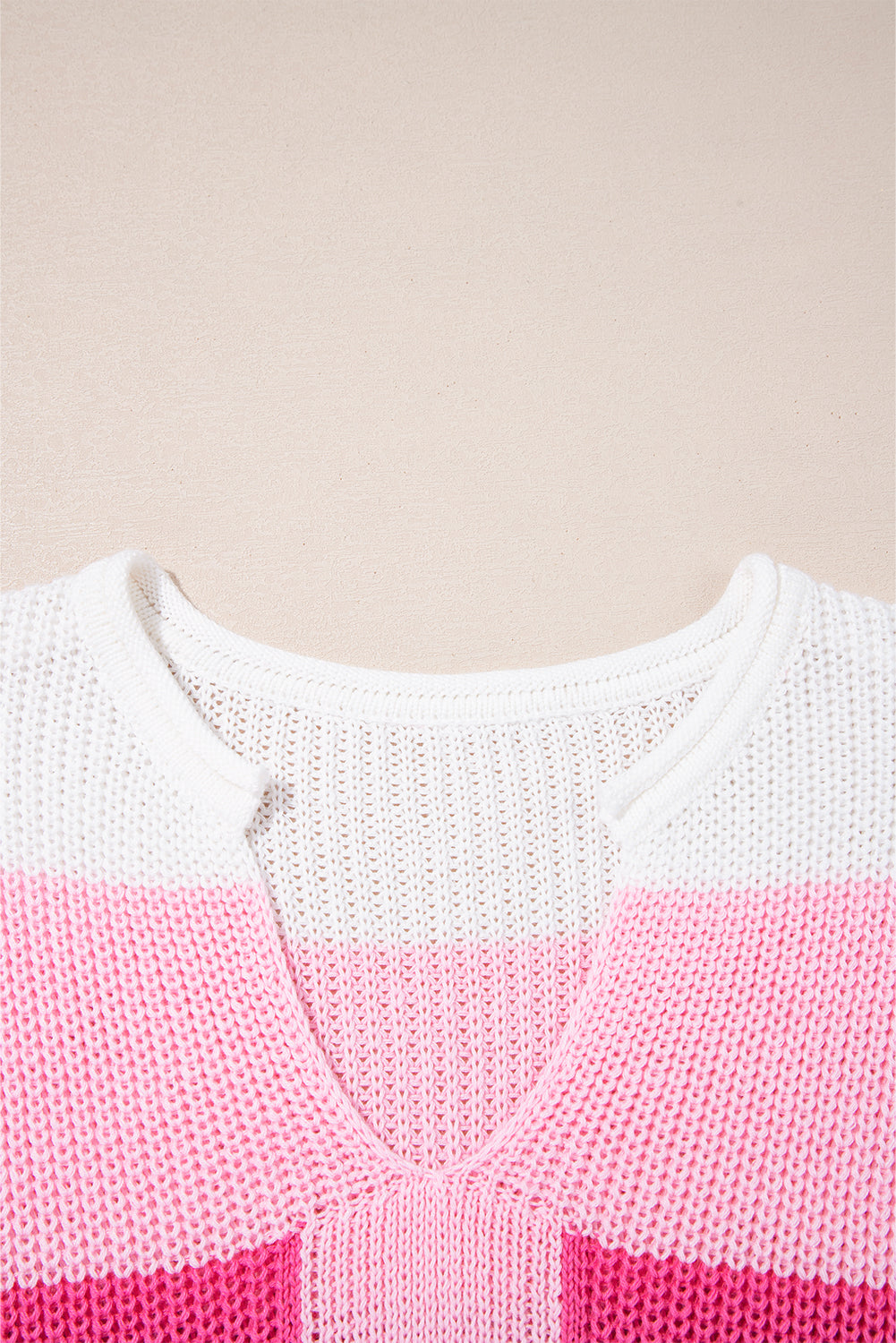 Multicolor Colorblock Knit T Shirt – V Neck Striped Short Sleeve Sweater