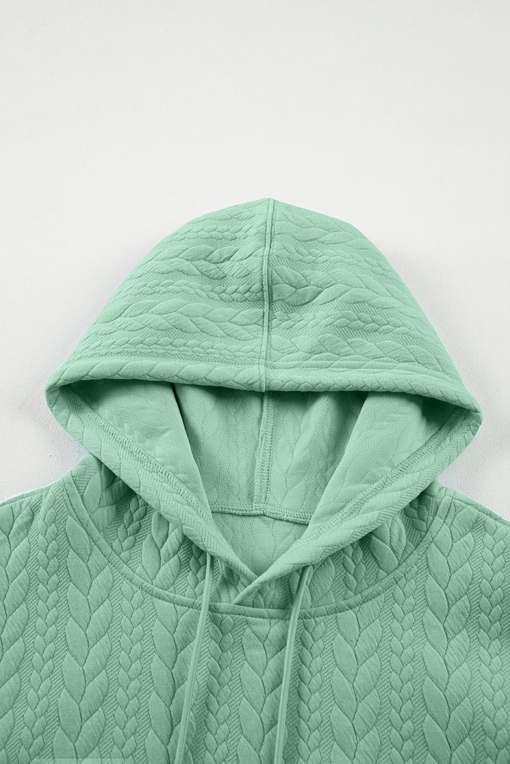 Moonlight Jade Cable Textured Hoodie – Oversized Cozy Sweatshirt
