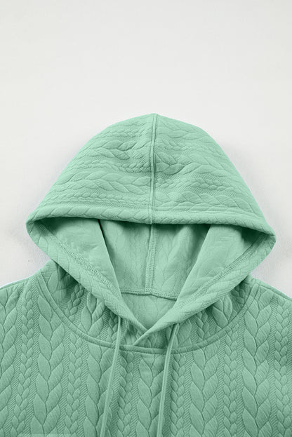 Moonlight Jade Cable Textured Hoodie – Oversized Cozy Sweatshirt