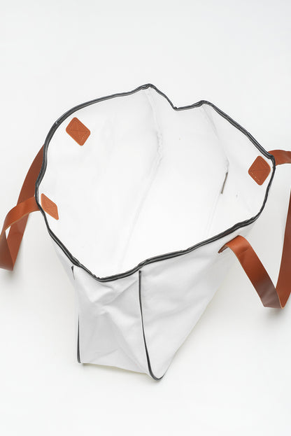“Beach Please” Oversized Canvas Tote Bag – White Beach Bag