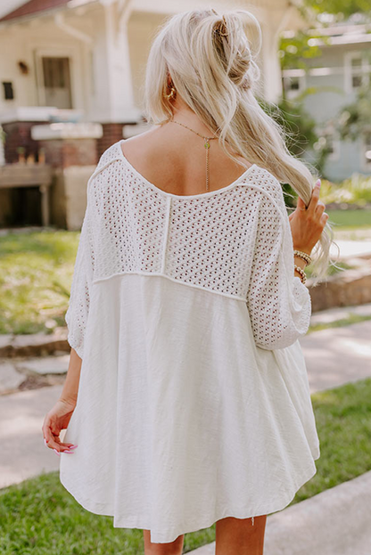 White V-Neck High-Low Oversized Top
