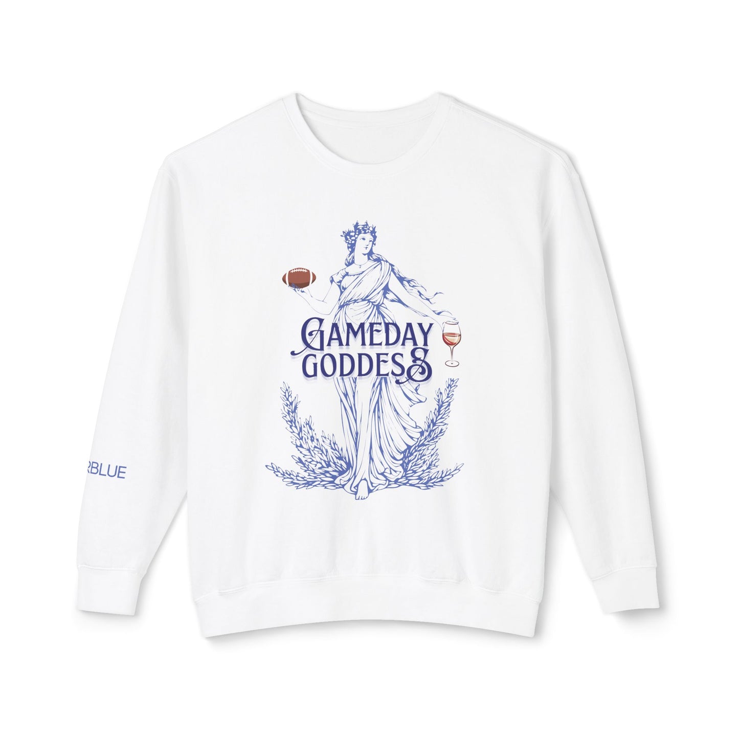 Gameday Goddess Crewneck – Greek Goddess Football Sweatshirt – Wine & Football Apparel for Women