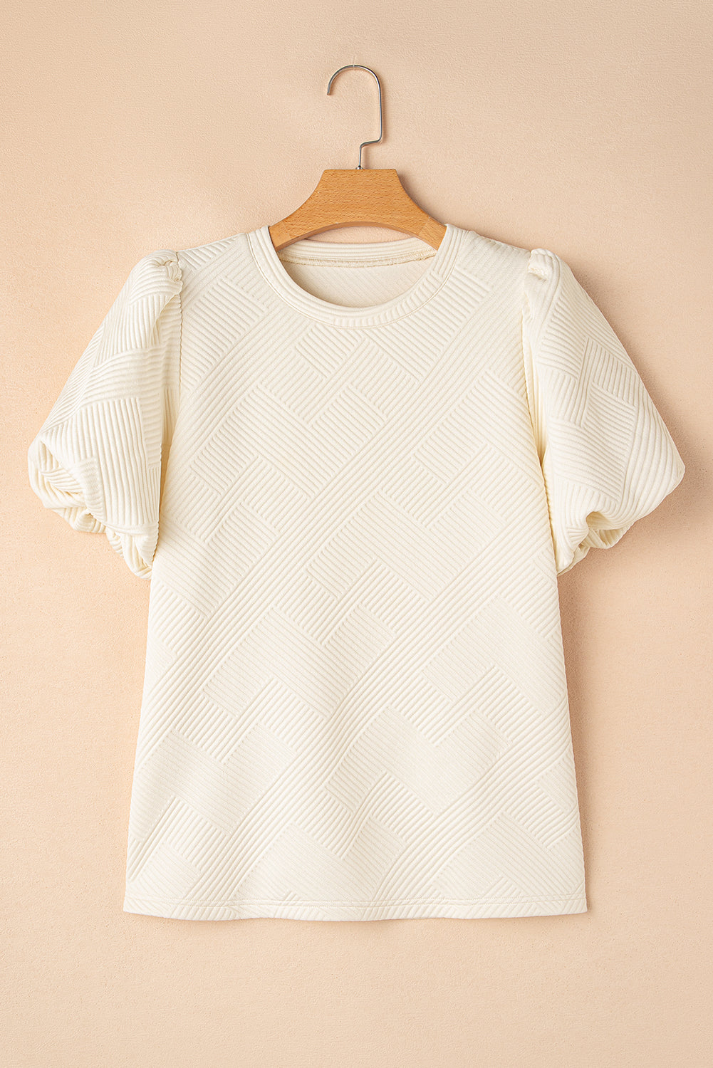 Oatmeal Textured Puff Sleeve Tee