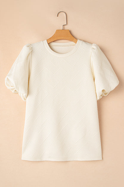 Oatmeal Textured Puff Sleeve Tee