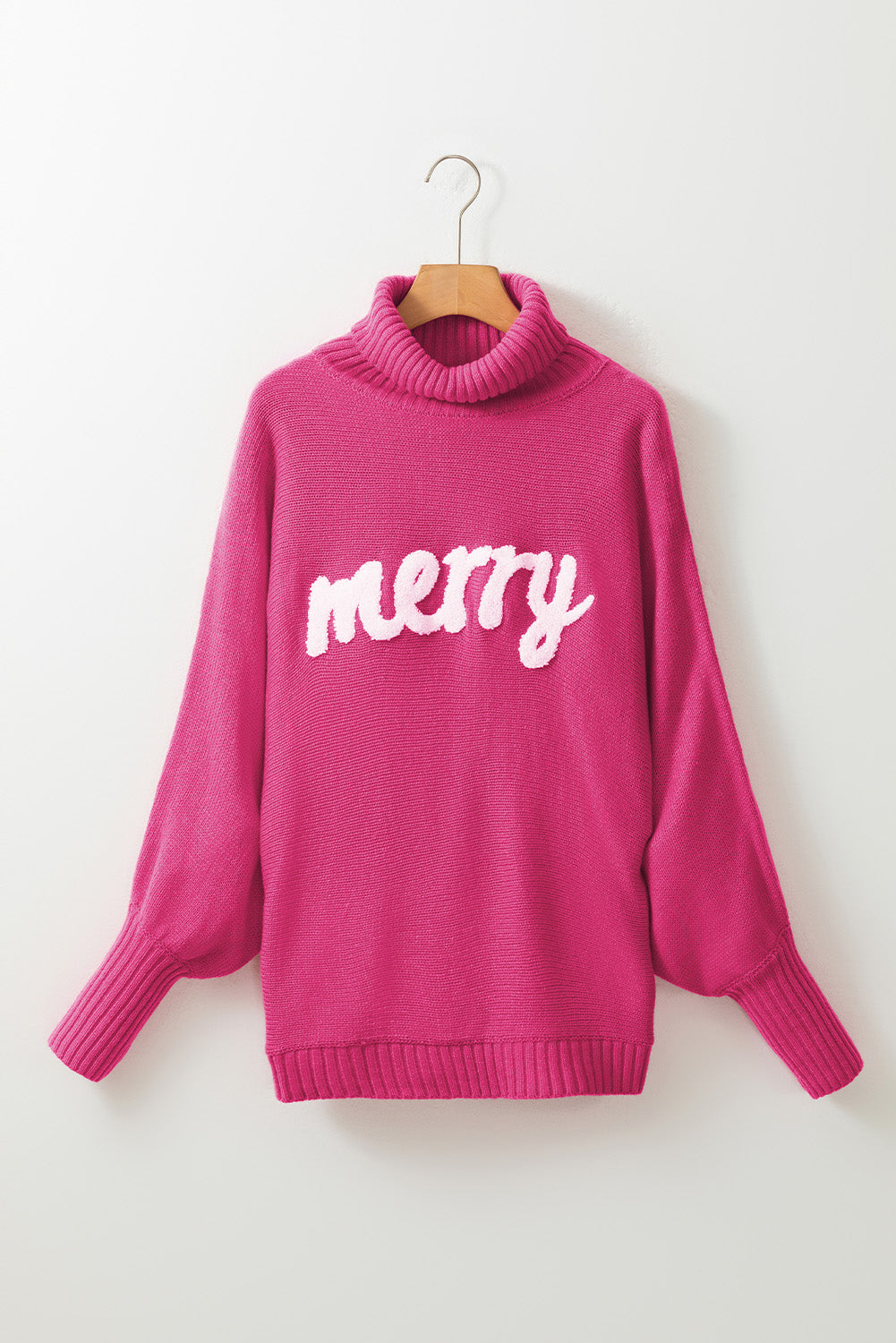 High Neck “Merry Christmas” Turtleneck Sweater – Timeless Holiday Cozy