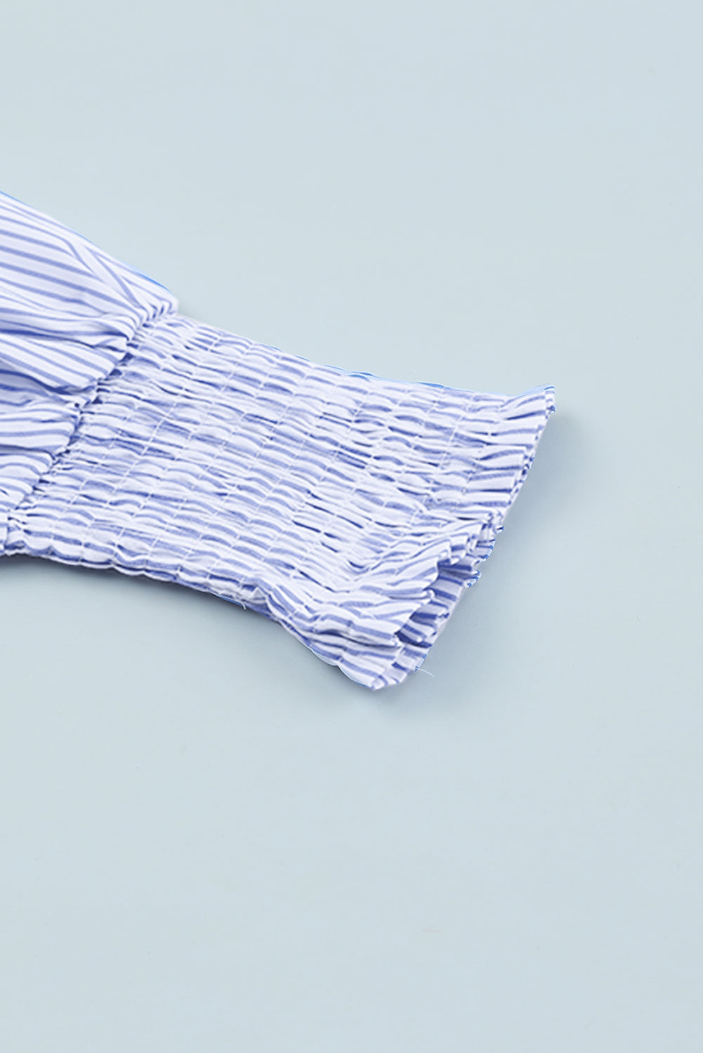 Striped Oversized Button Up Shirt – Smocked Cuff Coastal Top