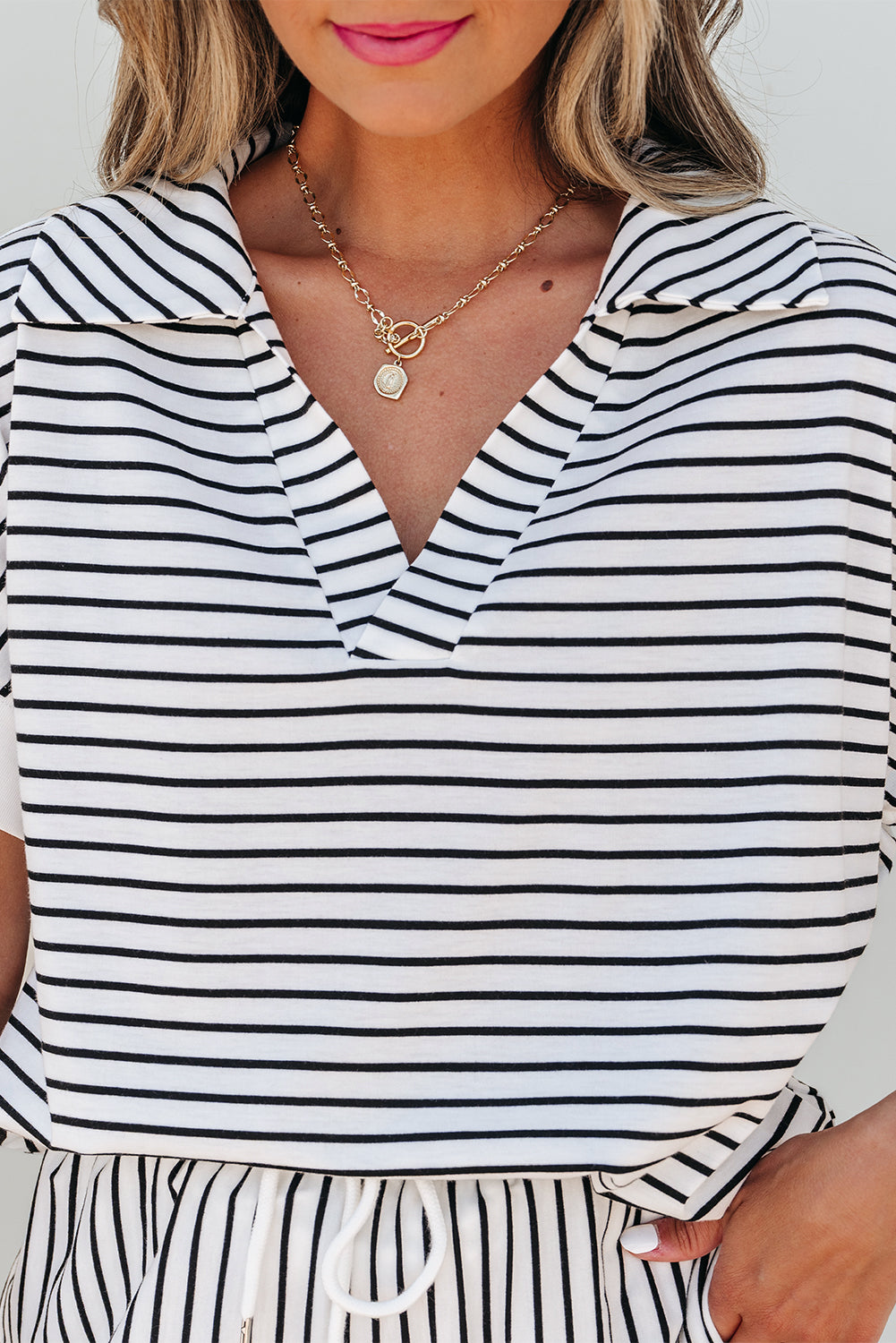 Black & White Striped Two-Piece Set