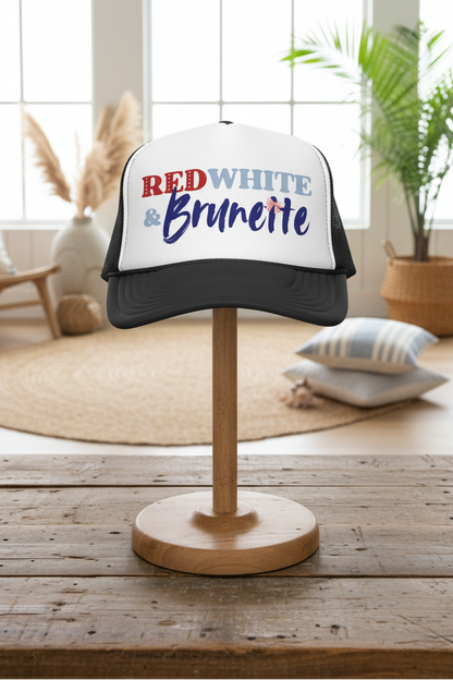 Red, White, and Brunette Foam 4th of July Trucker Hat