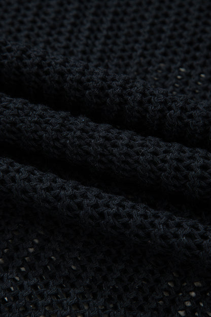 Boho Hollow-Out Sweater – Sand & Black