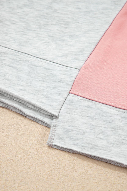 Grey & Pink Colorblock Pullover + Shorts Set – Sporty Coastal Style