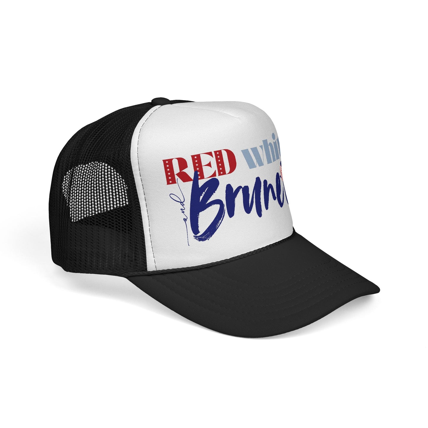 Red, White, and Brunette Foam 4th of July Trucker Hat