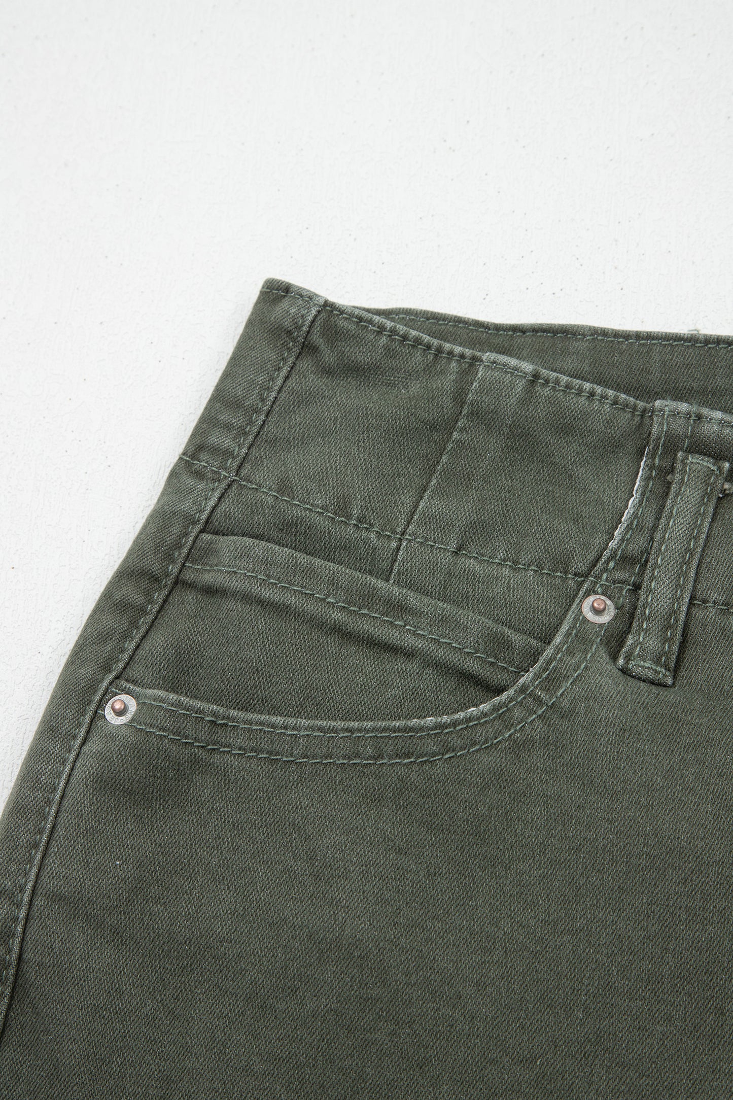 High Waist Stretch Jeans – Double Button Denim Pants
