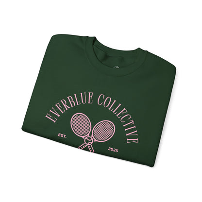EverBlue Tennis Club Crewneck – Green with Pink Print