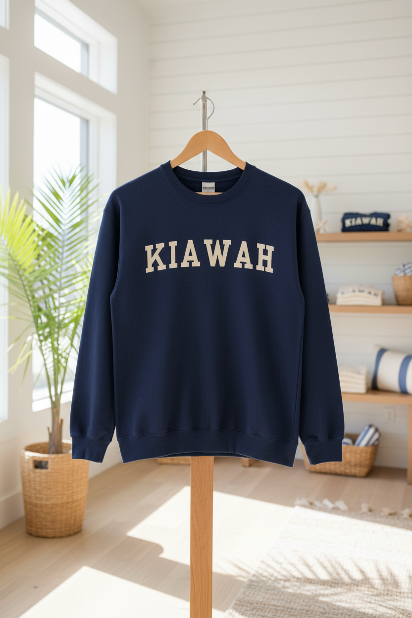 Coastal Collegiate Comfort: The Softstyle Kiawah Crewneck