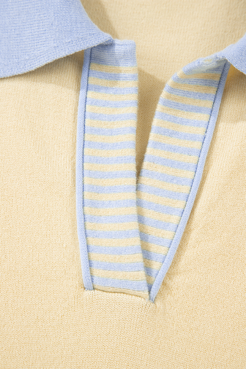 Sky Blue & Buttery Yellow Striped Polo Sweater