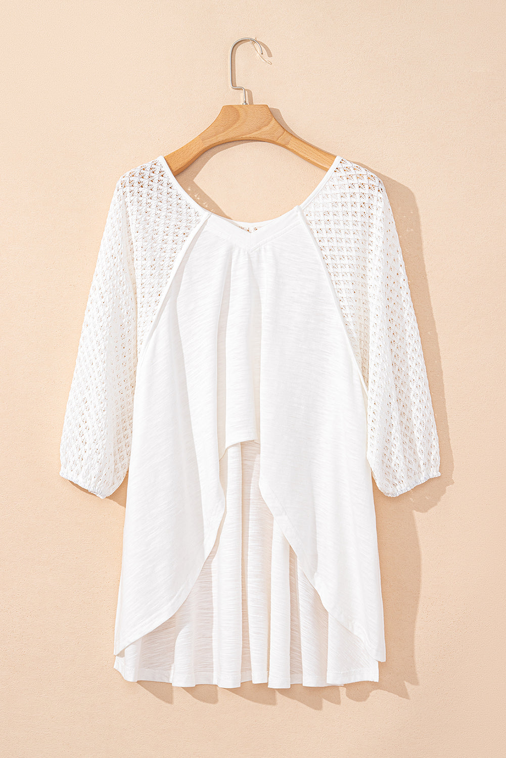 White V-Neck High-Low Oversized Top