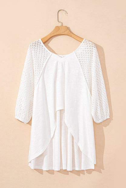 White V-Neck High-Low Oversized Top