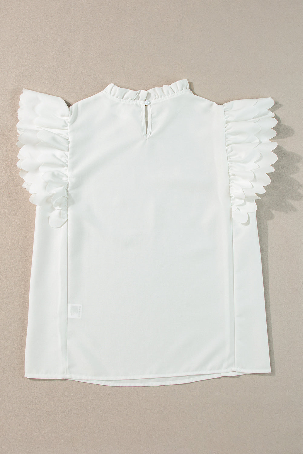 White Ruffle Sleeve Frilled Neck Blouse