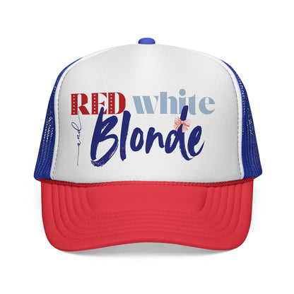 Red, White, and Blonde Foam 4th of July Trucker Hat