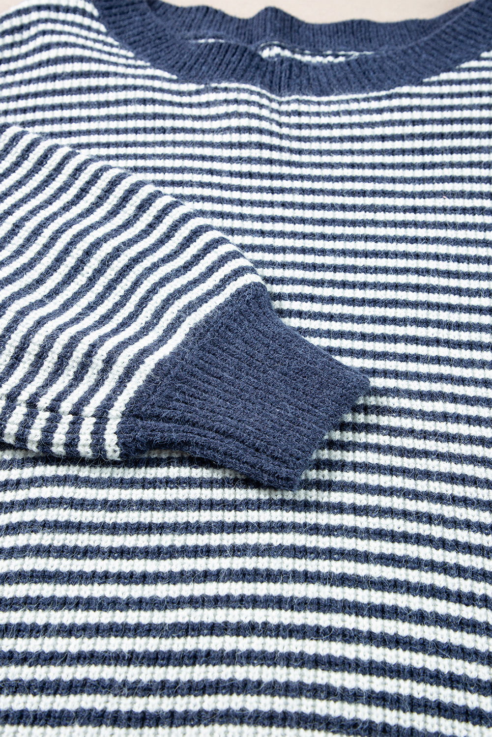 Sail Blue Striped Lantern Sleeve Sweater
