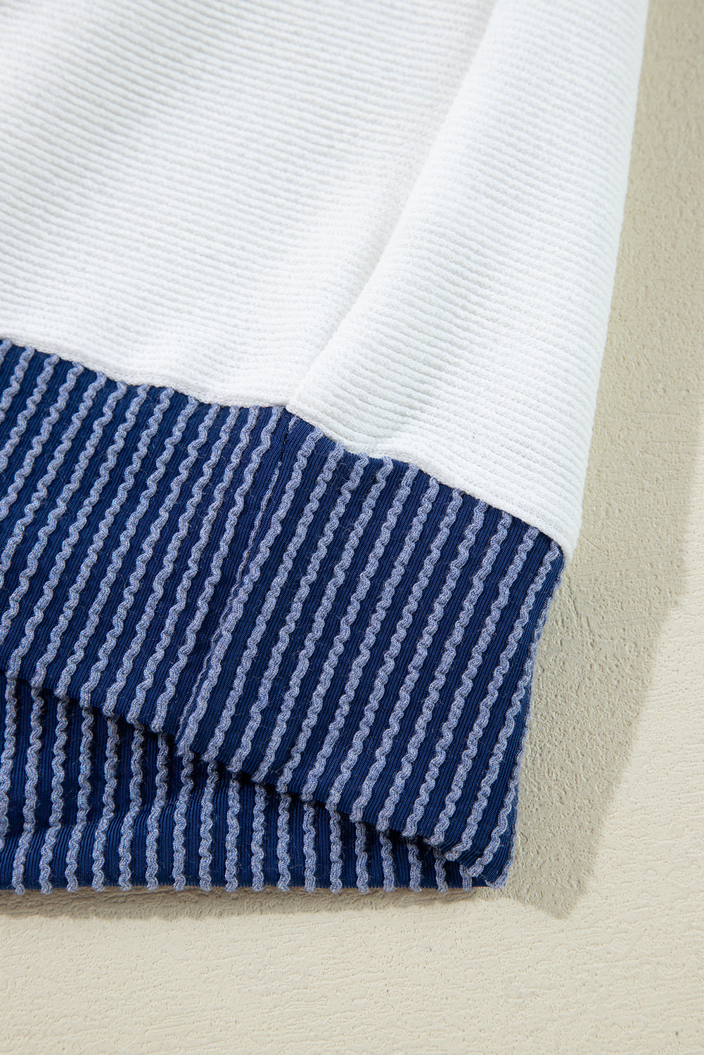 White Patchwork Hoodie with Button & Pocket