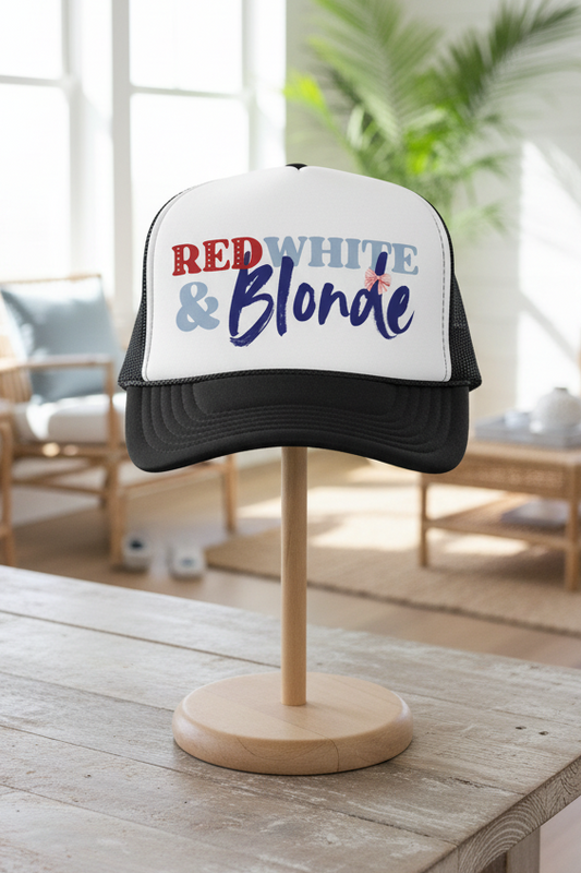 Red, White, and Blonde Foam 4th of July Trucker Hat