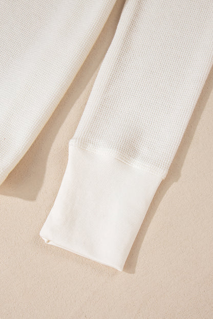 Harbor Waffle Button Top – White