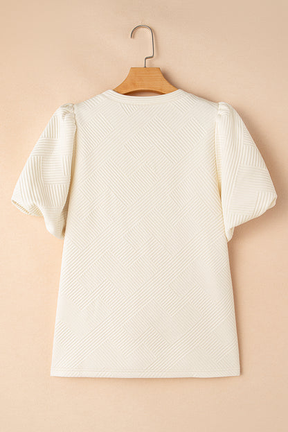 Oatmeal Textured Puff Sleeve Tee
